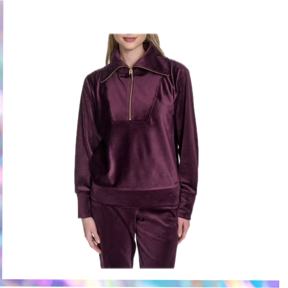 Halston Heritage Woman's Cozy Deep Purple Funnel Neck Sweatshirt NWT size Small